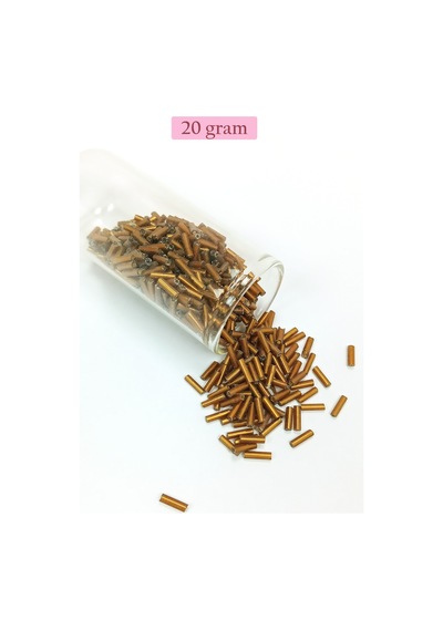 Uzun Boru Kesme Boncuk Çap 2mm Uzunluk 10 Mm - 20 Gram - Gold - Bnc248