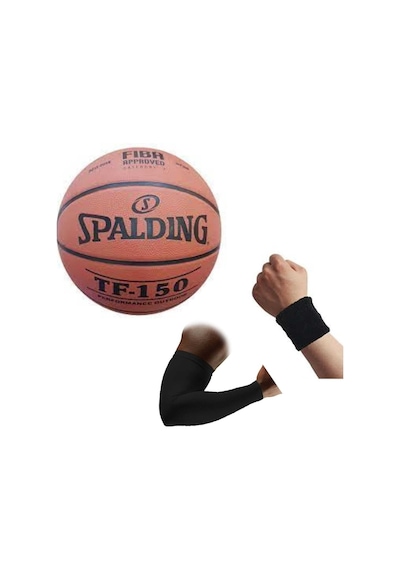 Tf-150 Basketbol Topu Perform Size 5 Fıba Logolu+basketbol Dirsekliği+havlu Bileklik