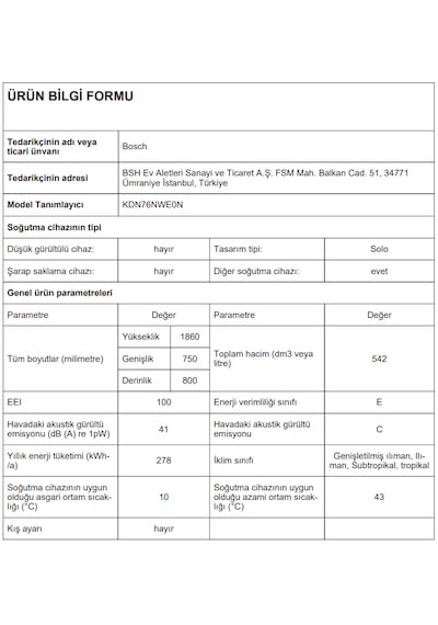 Bosch KDN76NWE0N Serie 4 542 L Üstten Donduruculu No Frost Buzdolabı Beyaz
