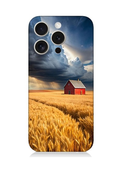 Apple Uyumlu iPhone 15 Pro Max Buğday Tarlası Desenli Silikon Kılıf Silikon