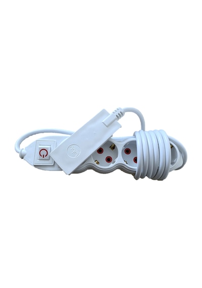 Libu Electric İnce Fişli 4'lü Topraklı Anahtarlı Grup Priz 2 Metre