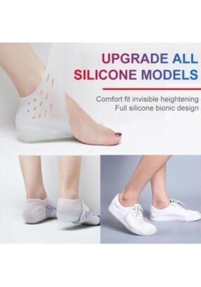 Bfc Trading Boy Uzatıcı Silikon Topuk Çorabı Gizli Topuk Yükseltici 3 Cm Beyaz Unisex