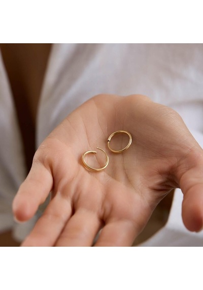 14k Altın Halka Küpe 1,2 Mm 1.5 Cm Gizli Kilit T14304 Renkli