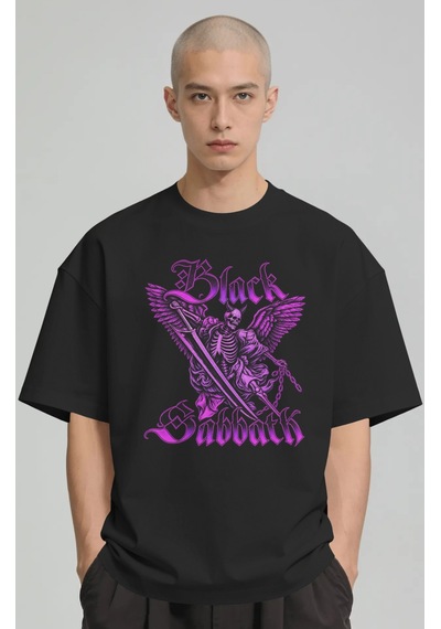 Sevbano Black Sabbath Rock Metal Müzik Grubu Baskılı Unisex Oversize Prem Siyah