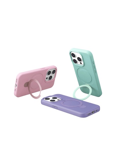 Apple Apple iPhone Uyumlu 14 Pro Max Regal Magsafe Standlı Kapak - Su Yeşili Düz Renkli