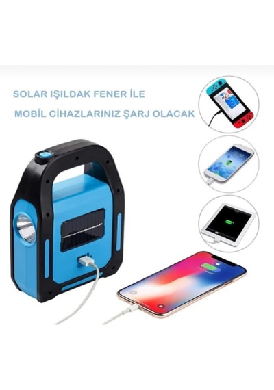 Güneş Enerjili Solar Kamp Lambası & Powerbank Özellikli Çok Yönlü Işıldak -