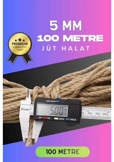 5 Mm 100 Metre Jüt Halat Dekoratif Hasır İp Urgan Süs