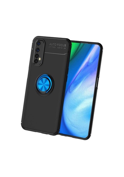Realme 7 Kılıf Range Yüzüklü Silikon - Siyah-mavi Evimdeyokyok