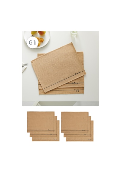Ocean Home Textile 6 Adet Jüt Sofra Sunum Tabak Altlığı Supla Amerikan Servisi 45 x 35 Diğer