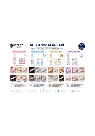 Kullan At Tüy Toplayıcı Rulo Seti, 1 Ana Rulo + 2 Yedek Rulo, Giysi Koltuk Ve Kumaş Temizleyici Lila Diğer