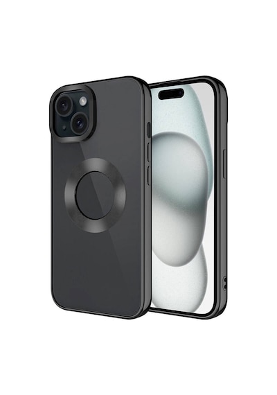 Apple Uyumlu iPhone 15 Kılıf Tek Kamera Çerçeveli Logo Gösteren Omega Kılıf