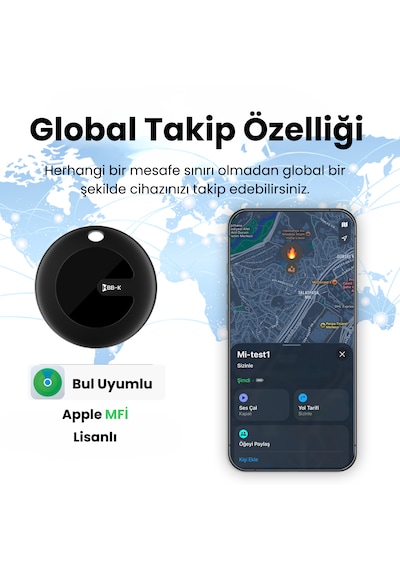 Hbb-k Hi Tag Akıllı Takip Cihazı Sadece Apple Uyumlu Uyumlu Siyah