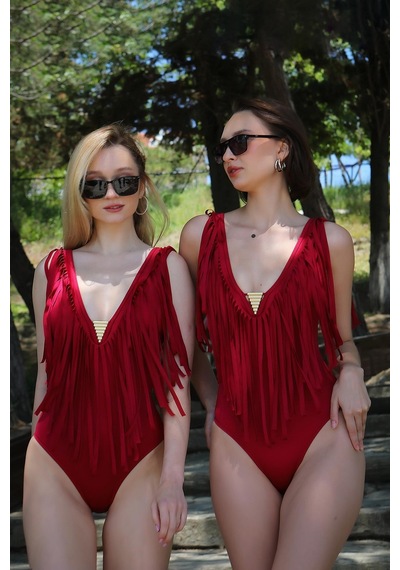 Akbeniz Kadın Püsküllü Mayo Bordo 34023-bordo Bordo