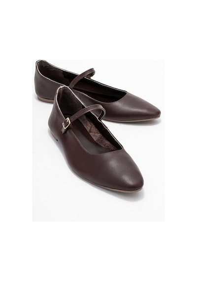 Luvishoes Luvi Shoes Lunaıre Kahverengi Hakiki Deri Tek Bantlı Sivri Burun Kadın Babet Ayakkabı Kahverengi