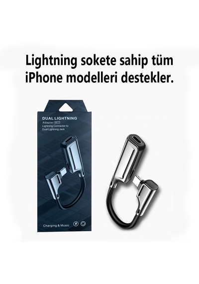 Aluminyum Kasa Çift Lightning Çoklayıcı Adaptör Dual Jak