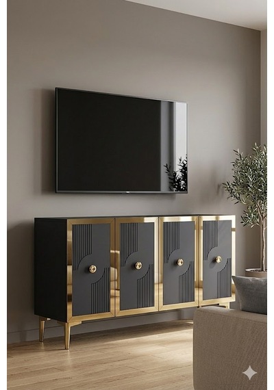 Ka1216ag Pega Konsol Ve Tv Sehpası Antrasit-gold 120cm