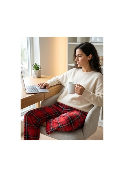 Aura Collections Kadın Pamuklu Lastikli Bel Pijama Altı Soft Örme Mevsimlik Ev Pantolonu Rahat Siyah