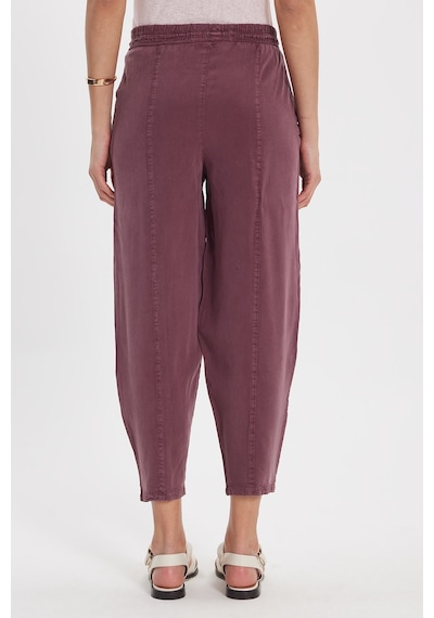 Tudors Kadın Relax Fit Rahat Kesim Beli Lastikli Yumuşak Dokulu Çift Cepli Mürdüm Pantolon-50657