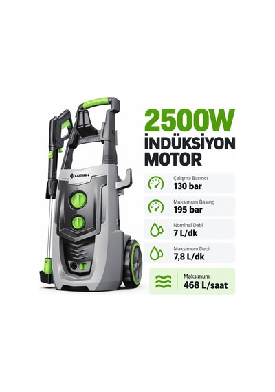 Lutian Lt701g-2500a Basınçlı Yıkama Makinesi 195 Bar 2500w İndüksiyon Motorlu