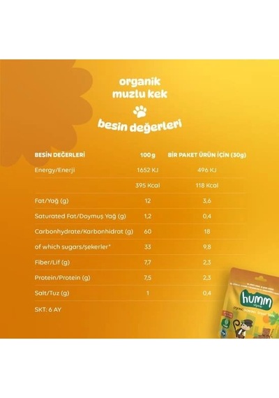 Mey İthalat Organik Glutensiz Vegan Muzlu Kek 30 Gr