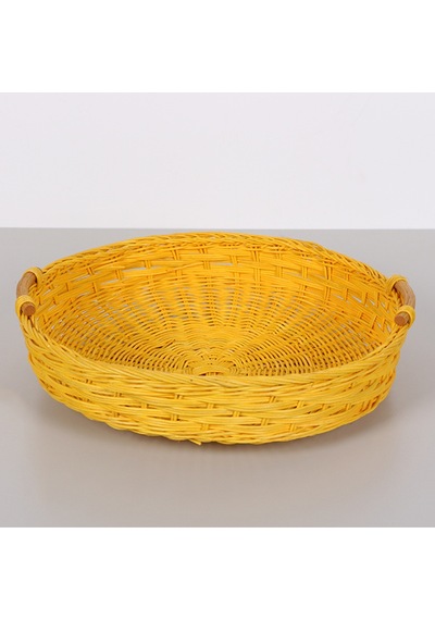 Rattan Kulp Tasarımlı Sarı 35x 7/8 Cm. Rattan Tepsi Sarı