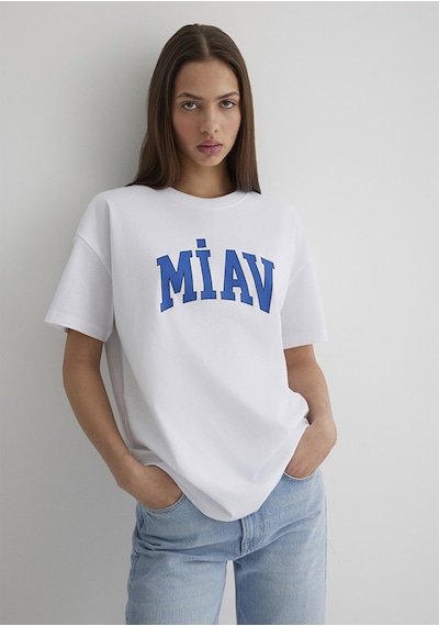 Mavi - Miav Baskılı Beyaz Tişört 1612457-620 Beyaz