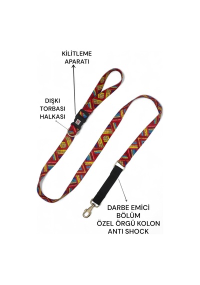 Köpek Gezdirme Tasması, Bağlama Kilitli, Anti Shock Desen 9-tek Ebat Genel