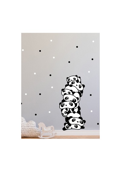 Üstüste Pandalar Duvar Sticker Seti Diğer