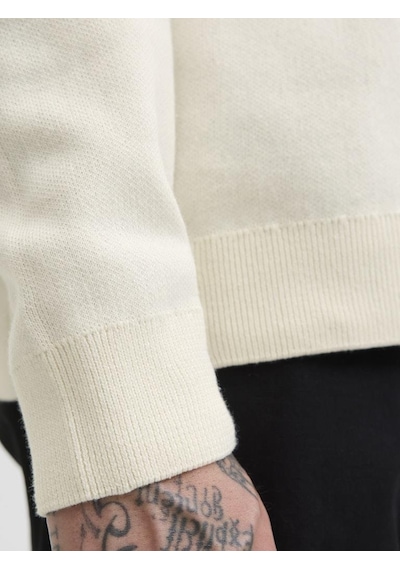 Jack & Jones Jornorrebro Light Knit Erkek Bisiklet Yaka İnce Triko Kazak Beyaz
