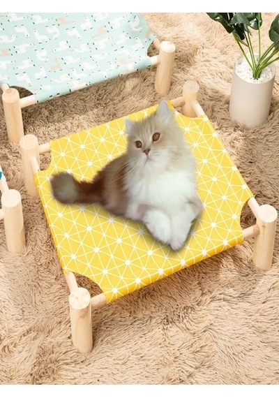 YCLSHOP Ayarlanabilir Kedi Hamak Yükseltilmiş Yatak Şezlong-SARI