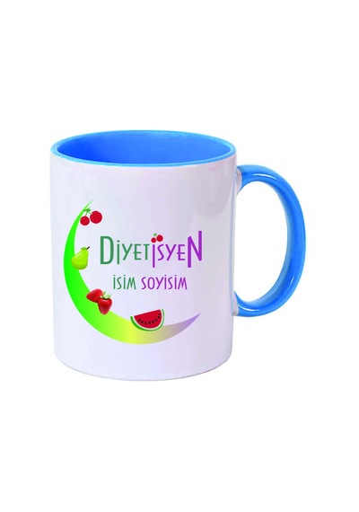 Diyetisyen Temalı Kupa Bardak Kişiye Özel İsim Tasarımlı Çok Renkli
