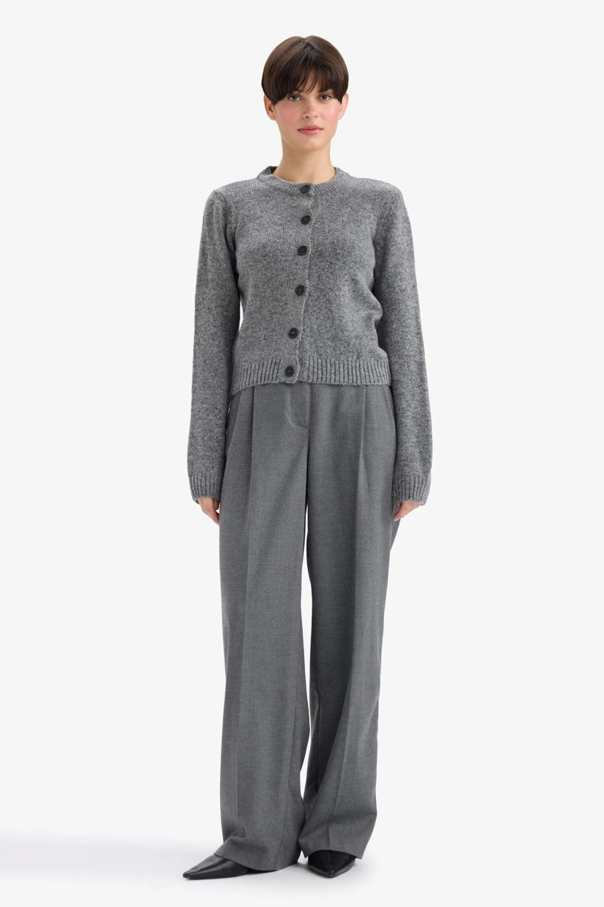 Defacto Regular Fit Bisiklet Yaka Basic Düz Düğmeli Soft Touch Yumuşak Triko Hırka E3654ax25wngr452 Gri-gr452