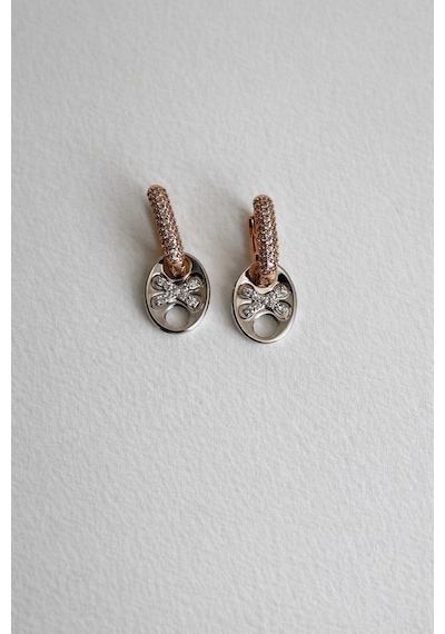 Çelik Gold & Silver Taşlı Mers Model Kisses Küpe -kararma Yapmaz- Altın