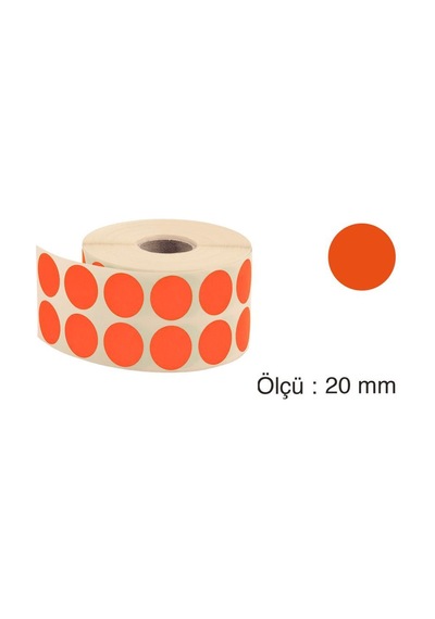 Tanex Nokta Etiket 20 MM 2500 Adet Turuncu