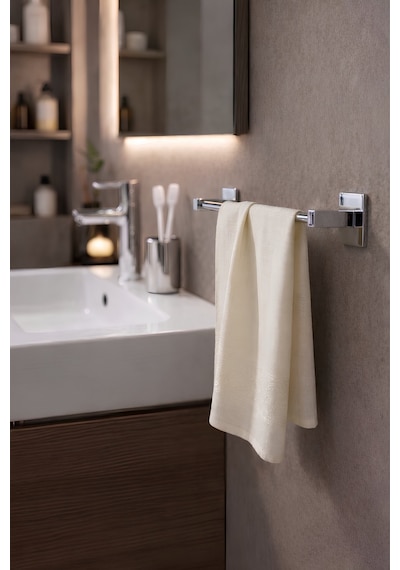 Sas Haus Yapışkanlı Krom Uzun Havluluk Duvar Tipi Delme Gerektirmez Banyo Havlu Askılığı S-101 Ktk Siyah