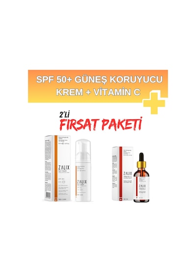 Zalix Koruyucu Güneş Kremi SPF50+ 50 ML + Vitamin C Complex Serum 30 ML