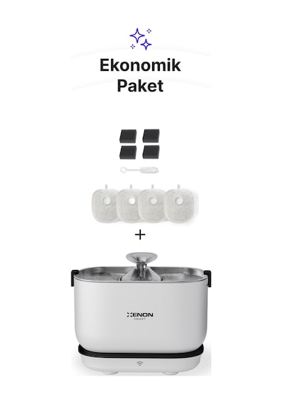 Xenon Smart Akıllı Otomatik Bataryalı Su Sebili Ultra Sessiz Çelik Hazneli Su Pınarı Ve Yedek Filtre 2'li Pet Seti