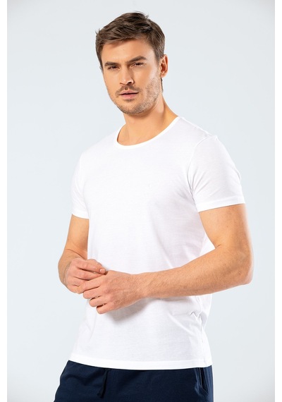 Cacharel 2169 Modal O Yaka Erkek T-shirt - Beyaz Beyaz