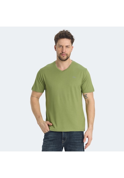 Slazenger KRAKKER Erkek V Yaka Açık Yeşil Tişört