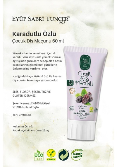 Eyüp Sabri Tuncer 4'lü Set Çocuk Diş Macunları 60 Ml, Rosie Hediye