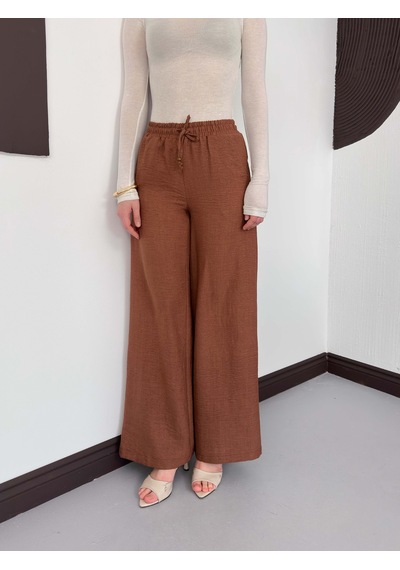 Verymoda Keten Pantolon D2381 Kahve