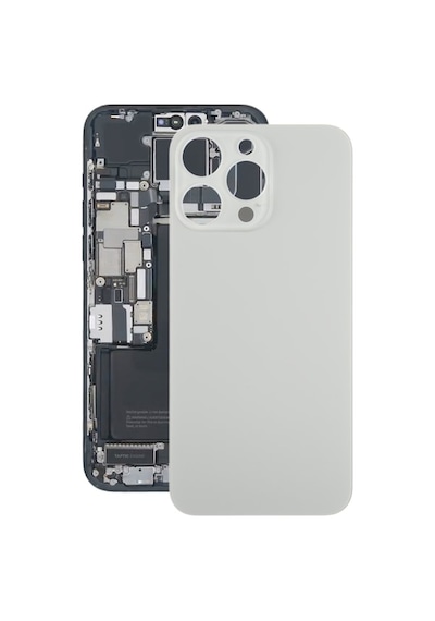 Rogfer Apple Uyumlu iPhone 15 Pro Max İçin Cam Pil Arka Kapağı Titanyum Titanyum Titanyum