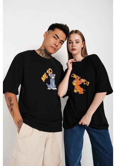 Startmore Siyah Unisex Ikili Me To Only You Baskılı Oversize T-shirt Siyah