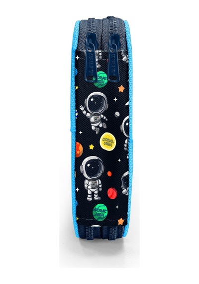 Coral High Kids Lacivert Mavi Astronot Desenli Çift Katlı Kalem Çanta 11149 Mavi
