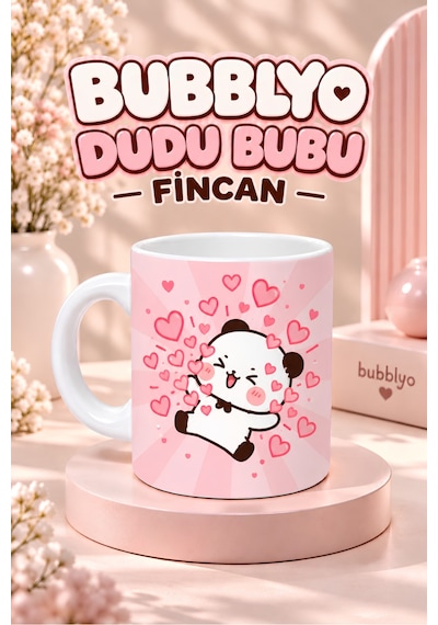 Dudu Bubu Fincan + Magnet + Bardak Altlığı Pembe Pembe