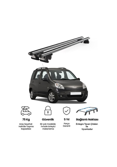 Venüs Toyota Yaris Verso 1999-2005 Uyumlu Gri Ara Atkı Port Bagaj Tavan Barı