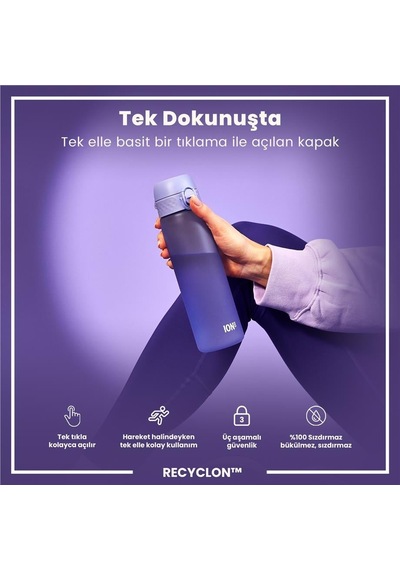 Ion8 - İnce Suluk - Açık Mor - 500 Ml - Sızdırmaz - Bpa İçermeyen