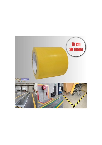 Yer Işaretleme Bandı Sarı 10cmx30m Sarı Zemin Bandı Sarı Ikaz Bandı 100mm Bant Marketim