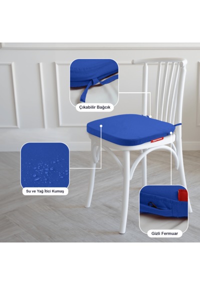 XPERMATE Standartfit Oval Sandalye Minderi 42x42x5 Mavi