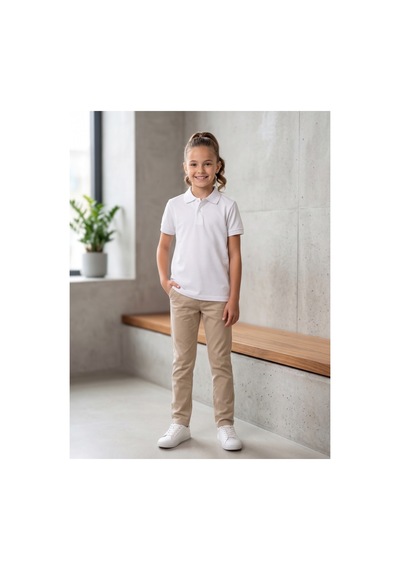 Deniva Kids Unisex Çocuk Beyaz %100 Pamuklu Polo Yaka Kısa Kollu Okul Ve Günlük Tişört